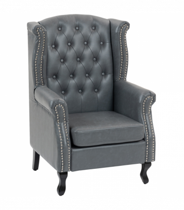 HOMCOM Chesterfield-style Wing Back Armchair Tufted Accent Chair Grey