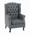HOMCOM Chesterfield-style Wing Back Armchair Tufted Accent Chair Grey