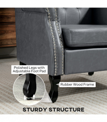 HOMCOM Chesterfield-style Wing Back Armchair Tufted Accent Chair Grey