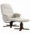HOMCOM Swivel Recliner Chair with Footstool and Wooden Base, Beige