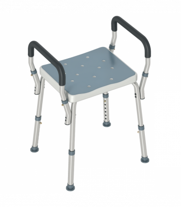 HOMCOM Rust-Free Aluminium Bath Chair with Adjustable Height, Light Blue