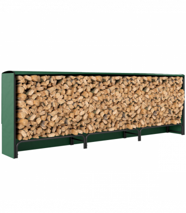 Outsunny Metal Firewood Rack, Log Holder, 300 x 36 x 99 cm, Dark Green
