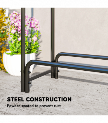 Outsunny Metal Firewood Rack, Log Holder, 300 x 36 x 99 cm, Dark Green