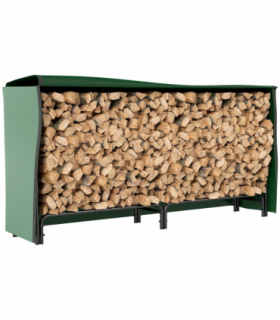 Outsunny Metal Firewood Rack, Log Holder, 200 x 36 x 99 cm, Dark Green