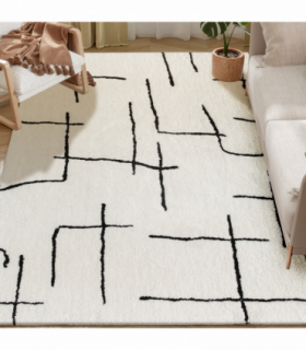 HOMCOM High Pile Modern Shaggy Rug, Soft Floor Carpet 120 x 170 cm, Cream