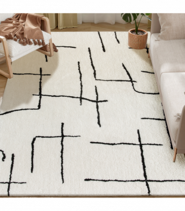 HOMCOM High Pile Modern Shaggy Rug, Soft Floor Carpet 120 x 170 cm, Cream