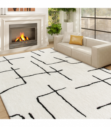 HOMCOM High Pile Modern Shaggy Rug, Soft Floor Carpet 120 x 170 cm, Cream