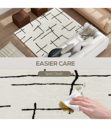 HOMCOM High Pile Modern Shaggy Rug, Soft Floor Carpet 120 x 170 cm, Cream