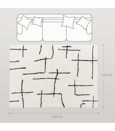 HOMCOM High Pile Modern Shaggy Rug, Soft Floor Carpet 120 x 170 cm, Cream