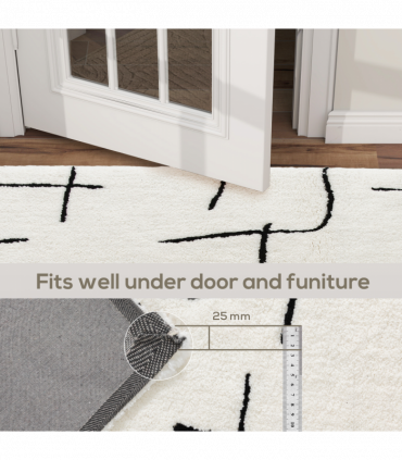 HOMCOM High Pile Modern Shaggy Rug, Soft Floor Carpet 120 x 170 cm, Cream