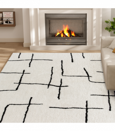 HOMCOM High Pile Modern Shaggy Rug, Soft Floor Carpet 120 x 170 cm, Cream