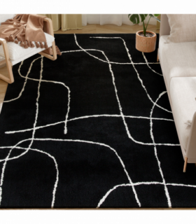 HOMCOM High Pile Modern Shaggy Rug, Soft Floor Carpet 120 x 170 cm, Black