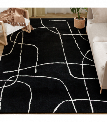 HOMCOM High Pile Modern Shaggy Rug, Soft Floor Carpet 120 x 170 cm, Black