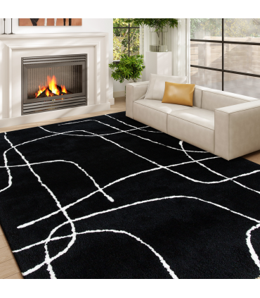 HOMCOM High Pile Modern Shaggy Rug, Soft Floor Carpet 120 x 170 cm, Black