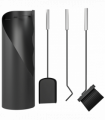 Outsunny 4 PCS Fireplace Companion Set, Metal Fireside Companion Set, Black