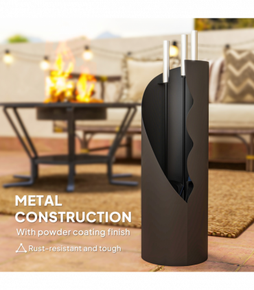 Outsunny 4 PCS Fireplace Companion Set, Metal Fireside Companion Set, Black