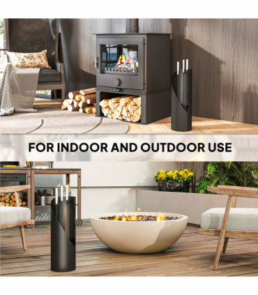 Outsunny 4 PCS Fireplace Companion Set, Metal Fireside Companion Set, Black