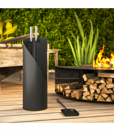 Outsunny 4 PCS Fireplace Companion Set, Metal Fireside Companion Set, Black