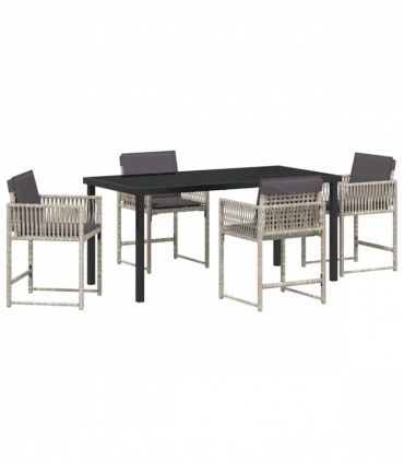 vidaXL Garden Dining Set 5 pcs Light Grey Poly Rattan