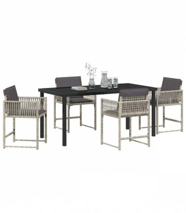 vidaXL Garden Dining Set 5 pcs Light Grey Poly Rattan