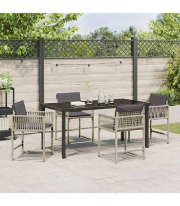 vidaXL Garden Dining Set 5 pcs Light Grey Poly Rattan