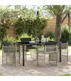 vidaXL Garden Dining Set 5 pcs Light Grey Poly Rattan