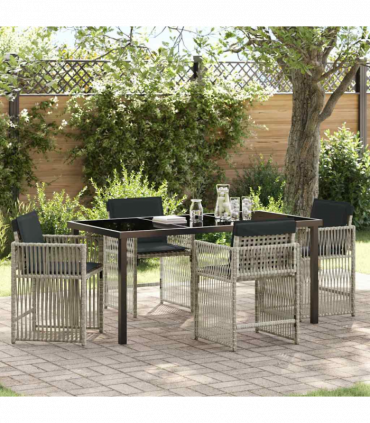 vidaXL Garden Dining Set 5 pcs Light Grey Poly Rattan