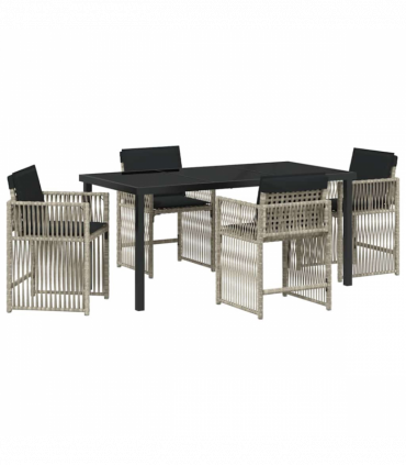 vidaXL Garden Dining Set 5 pcs Light Grey Poly Rattan
