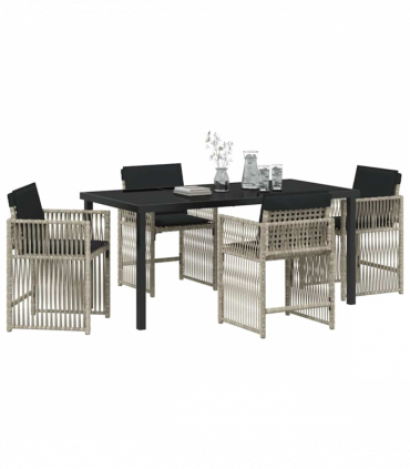 vidaXL Garden Dining Set 5 pcs Light Grey Poly Rattan