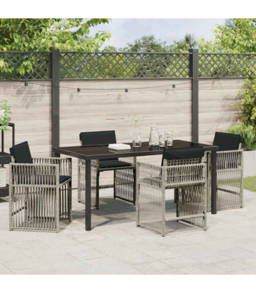 vidaXL Garden Dining Set 5 pcs Light Grey Poly Rattan