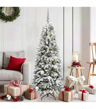 vidaXL ArtificialChristmasTree with LED Strip Lights White 150cm PVC