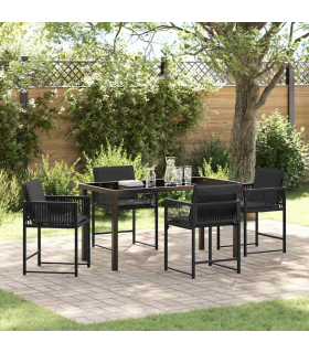 vidaXL Garden Dining Set 5 pcs Black Poly Rattan