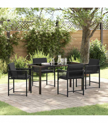 vidaXL Garden Dining Set 5 pcs Black Poly Rattan