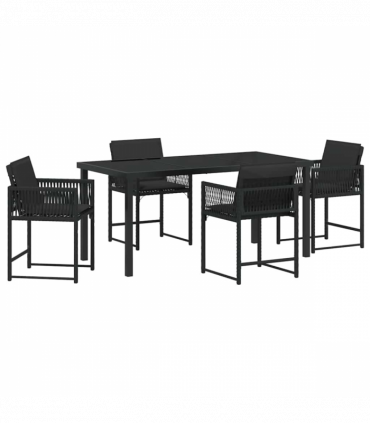 vidaXL Garden Dining Set 5 pcs Black Poly Rattan
