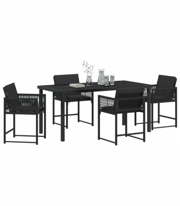 vidaXL Garden Dining Set 5 pcs Black Poly Rattan
