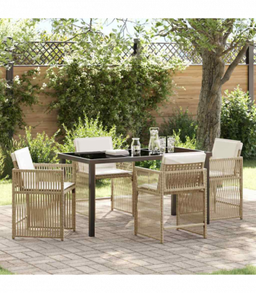 vidaXL Garden Dining Set 5 pcs Beige Poly Rattan