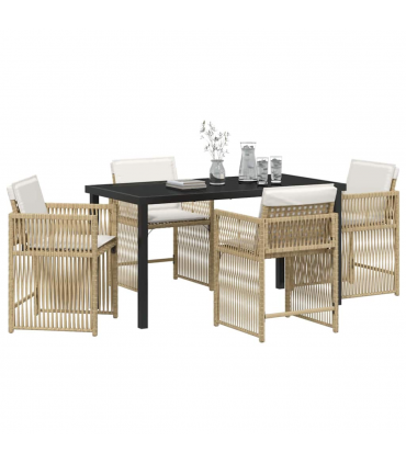 vidaXL Garden Dining Set 5 pcs Beige Poly Rattan