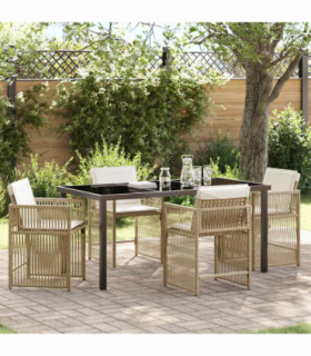 vidaXL Garden Dining Set 5 pcs Beige Poly Rattan