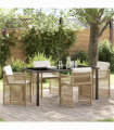 vidaXL Garden Dining Set 5 pcs Beige Poly Rattan
