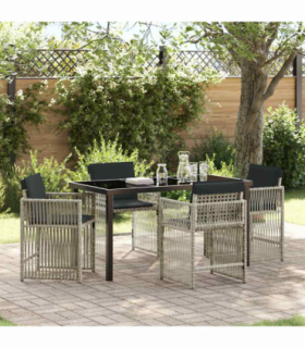 vidaXL Garden Dining Set 5 pcs Light Grey Poly Rattan
