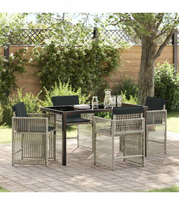vidaXL Garden Dining Set 5 pcs Light Grey Poly Rattan