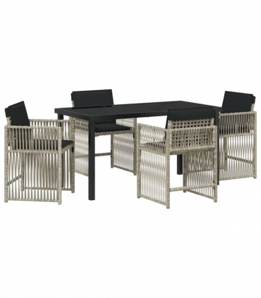 vidaXL Garden Dining Set 5 pcs Light Grey Poly Rattan