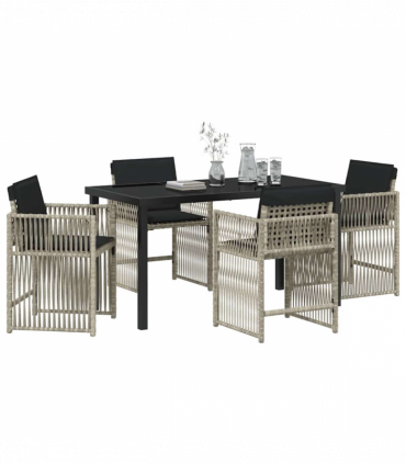 vidaXL Garden Dining Set 5 pcs Light Grey Poly Rattan