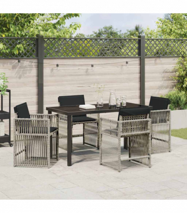 vidaXL Garden Dining Set 5 pcs Light Grey Poly Rattan