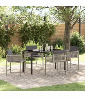 vidaXL Garden Dining Set 5 pcs Light Grey Poly Rattan