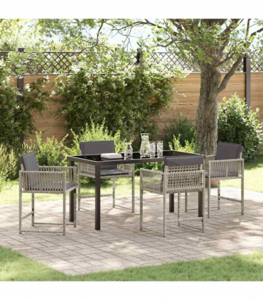 vidaXL Garden Dining Set 5 pcs Light Grey Poly Rattan