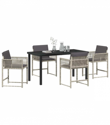 vidaXL Garden Dining Set 5 pcs Light Grey Poly Rattan