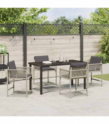 vidaXL Garden Dining Set 5 pcs Light Grey Poly Rattan