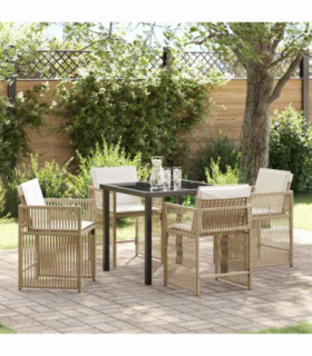 vidaXL Garden Dining Set 5 pcs Beige Poly Rattan