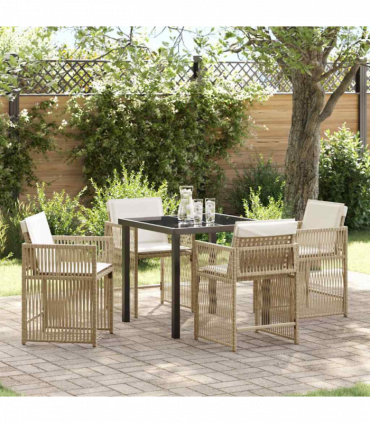 vidaXL Garden Dining Set 5 pcs Beige Poly Rattan